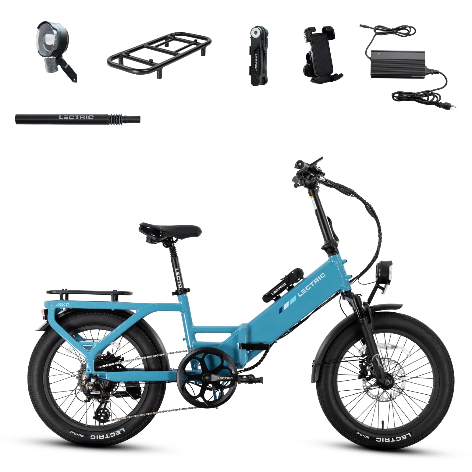 XP4 750 Step-Thru Raindrop Blue + FREE LevelUp Rack, Suspension Seat Post, Elite Headlight, Bike Lock, MYSTERY ITEM: Phone Mount, MYSTERY ITEM: Fast Charger ($514 Value)