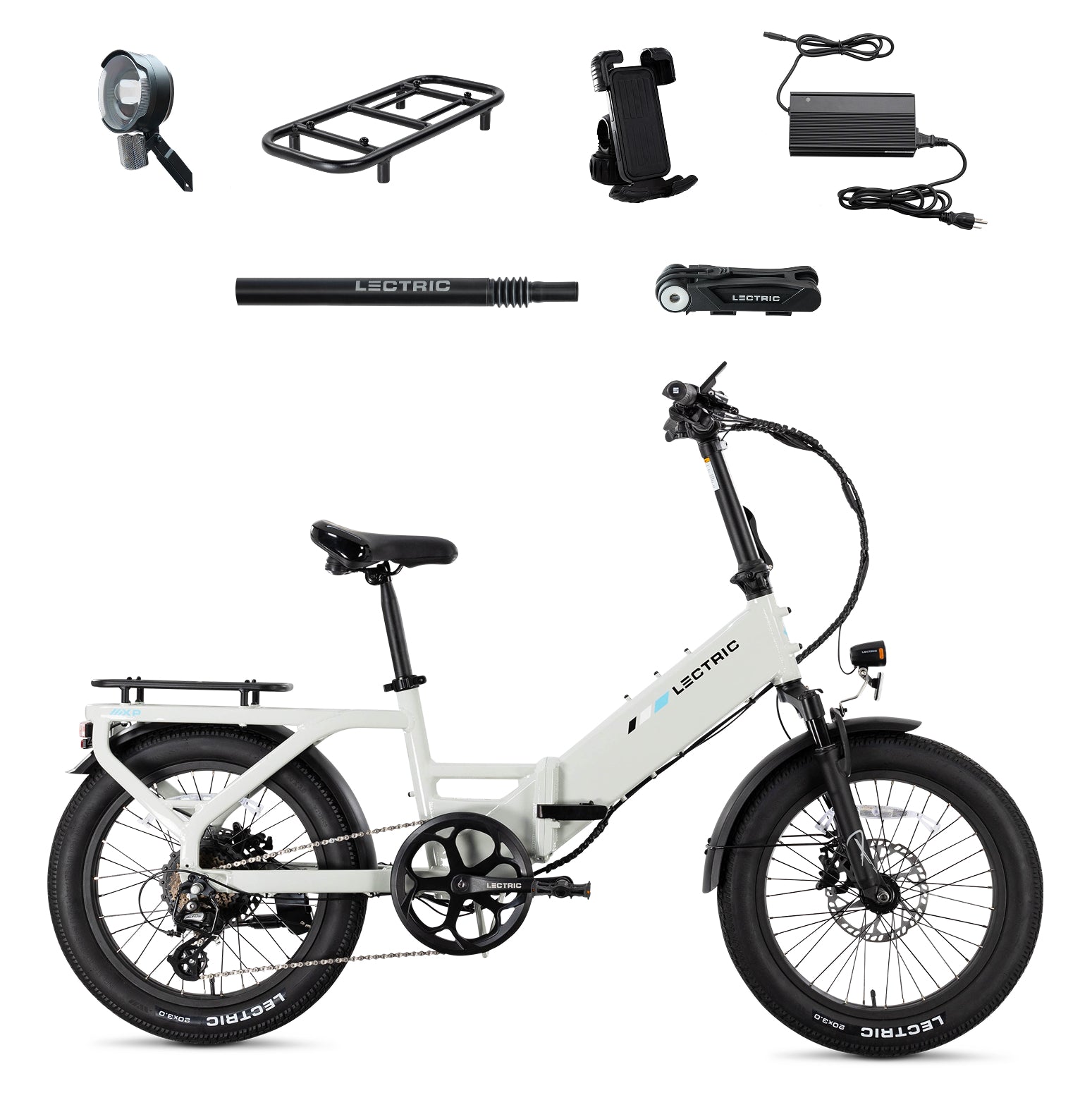 XP4 750 Step-Thru Stratus White + FREE LevelUp Rack, Suspension Seat Post, Elite Headlight, Bike Lock, MYSTERY ITEM: Phone Mount, MYSTERY ITEM: Fast Charger ($514 Value)