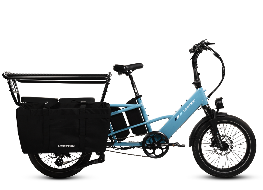 electric bicycle two seater XPedition Raindrop Blue Electric Cargo Bike | Dual Battery
