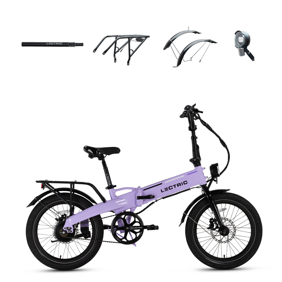 XP Lite2 Lavender Haze Long-Range + FREE Rear Rack, Fenders, Elite Headlight, Suspension Seat Post ($316 Value)