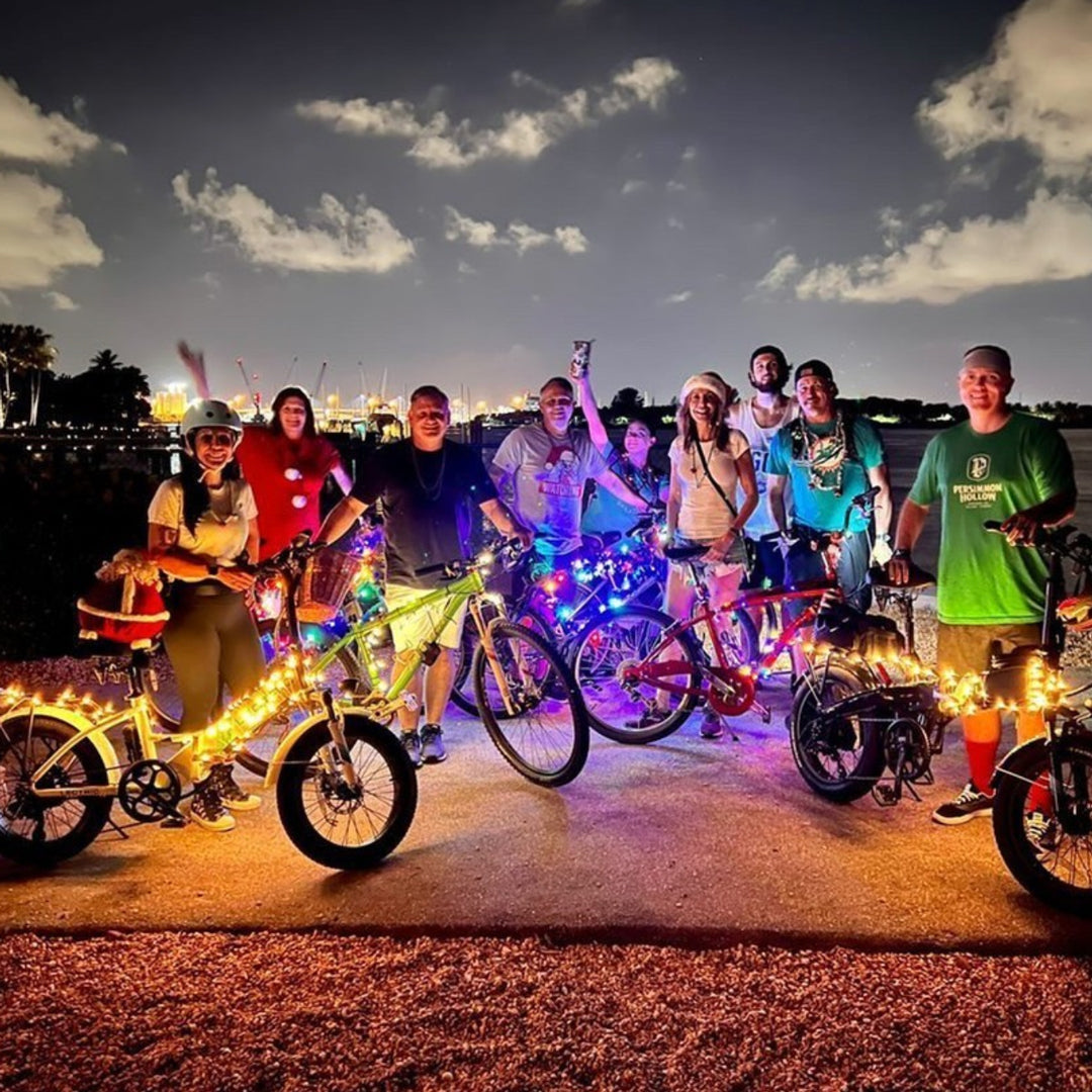 night time bike party with led lights