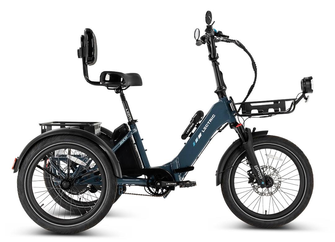 electric bicycle trikes TRIO Crossover Lightweight Foldable Tricycle ElectricGOBIKE range model offers more power XP Trike2 750 Dusk Blue