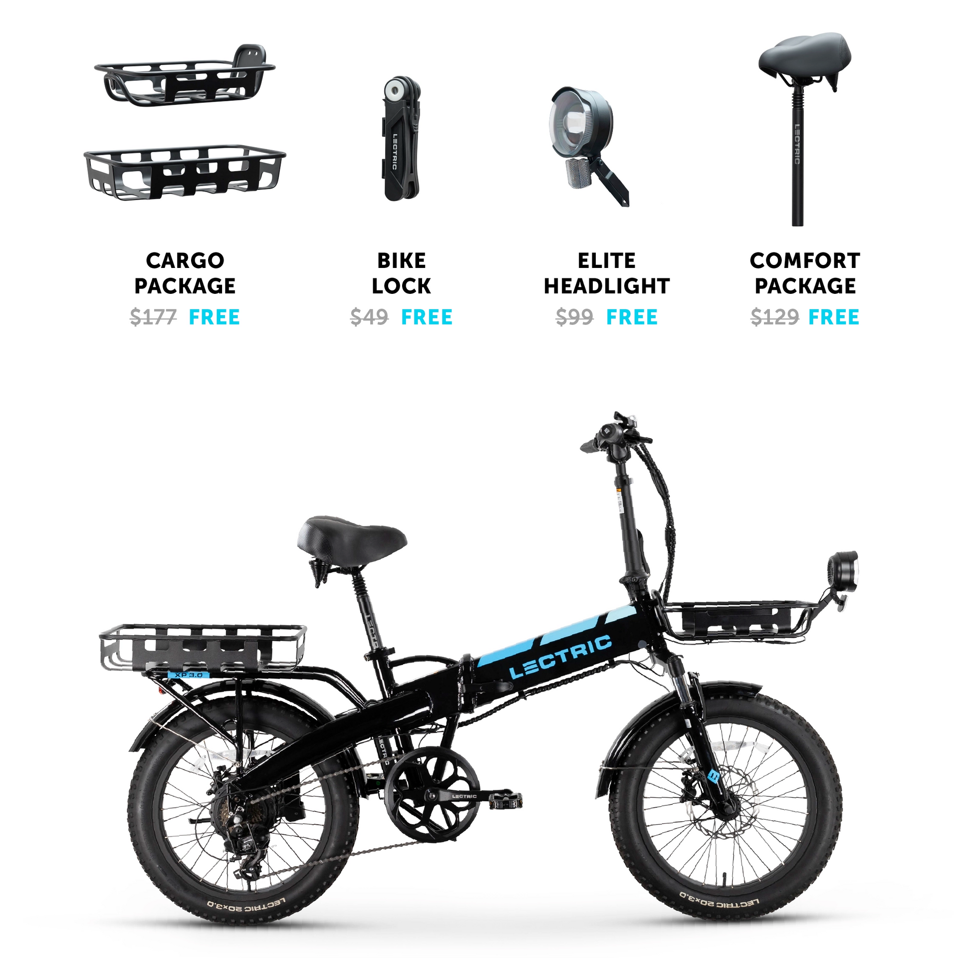 XP 3.0 Black Long Range Electric Bike Lectric eBikes
