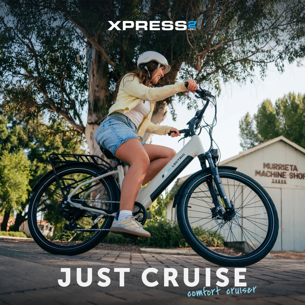 electric ladies bicycle Lectric XPress2 Cruiser eBike in Stratus White