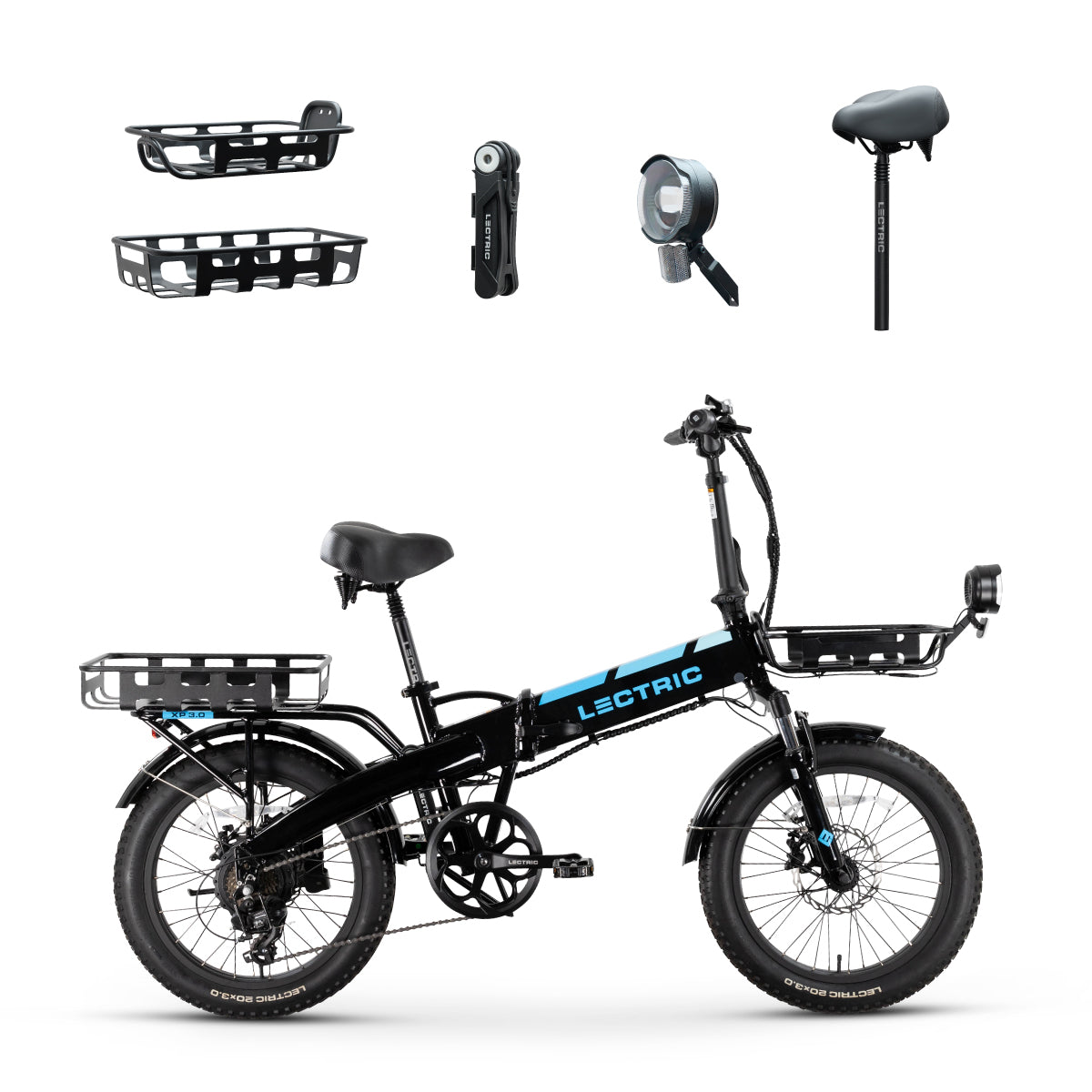 XP 3.0 Black Long-Range + FREE Cargo Baskets, Comfort Seat, Suspension Seat Post, Elite Headlight, Bike Lock ($454 Value)