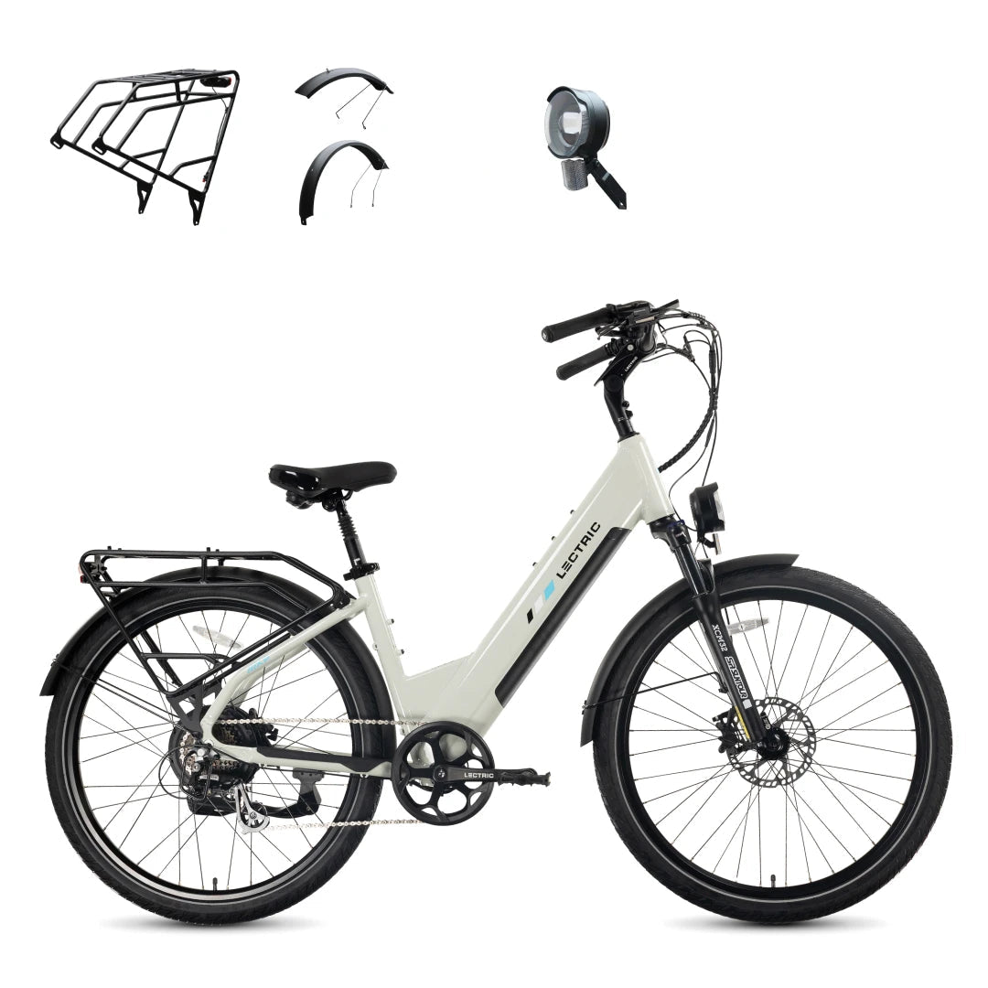 XPress2 Stratus White Cruiser + FREE Rear Rack, Fenders, Elite Headlight ($247 Value)