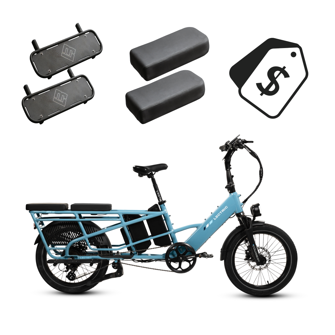 XPedition2 Raindrop Blue Long-Range Dual-Battery + FREE Running Boards, Cushions, Elite Headlight, Suspension Seat Post, Orbitor, Fast Charger, XL Cargo Panniers ($893 Value)