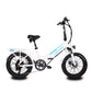 Foldable electric bike with a suspension seat post and wide saddle