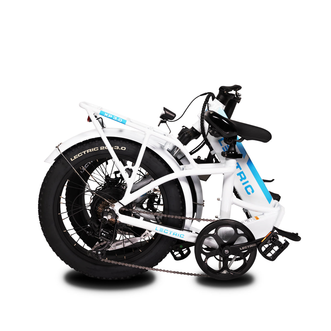 class 3 folded electric bike on a white backgroup 
