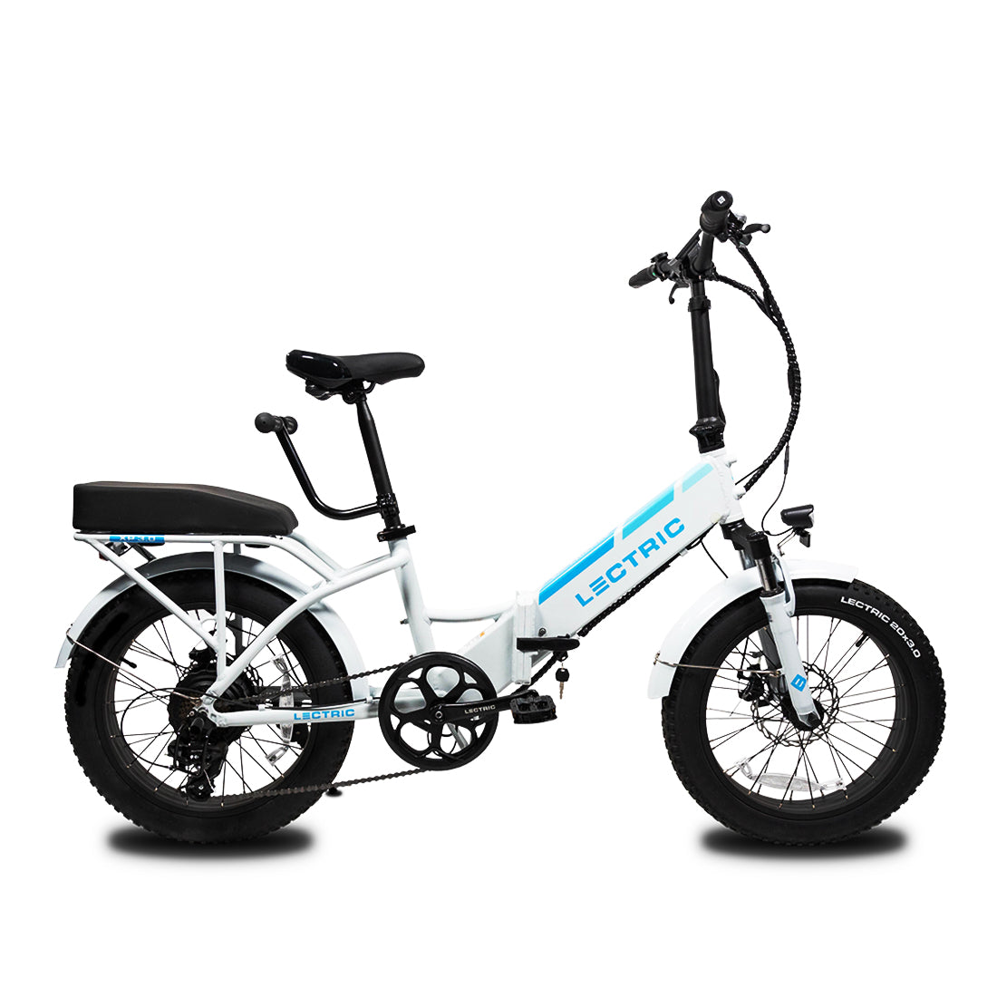 Class 3 electric bike with passenger accessories on the rear rack