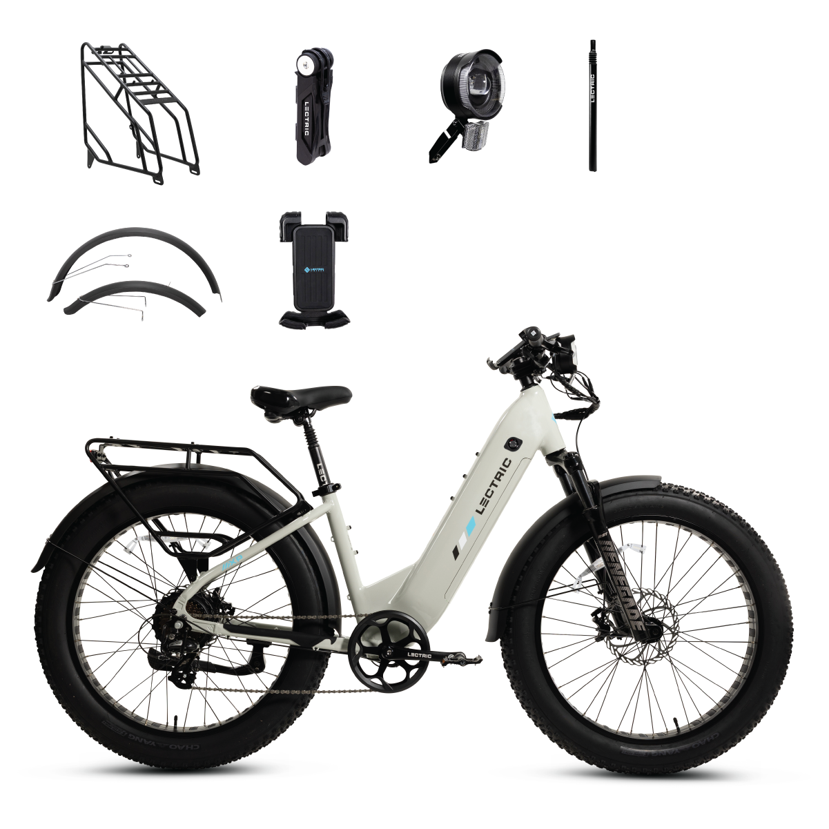 XPeak2 Step-Thru + FREE Rear Rack, Fenders, Elite Headlight, Suspension Seat Post, Bike Lock, Phone Mount ($434 Value)