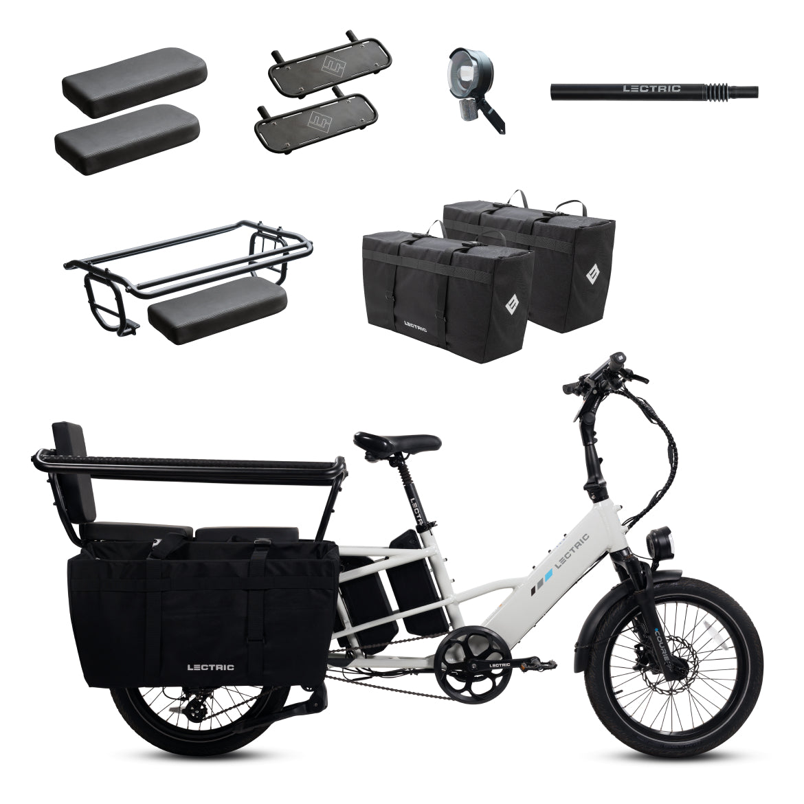 XPedition2 Stratus White Dual-Battery + FREE Running Boards, Cushions, Elite Headlight, Suspension Seat Post, Orbitor, XL Cargo Panniers ($744 Value)