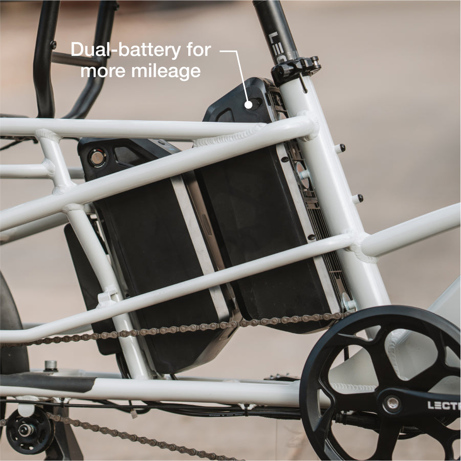 Lectric XPedition2 dual-battery mounting close-up