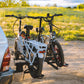 Lectric XP Trike and Lectric Xpedition on a bike rack attached to an SUV