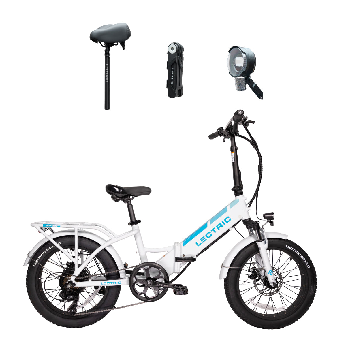 XP Step-Thru 3.0 White + FREE Comfort Seat, Suspension Seat Post, Elite Headlight, Bike Lock ($277 Value)