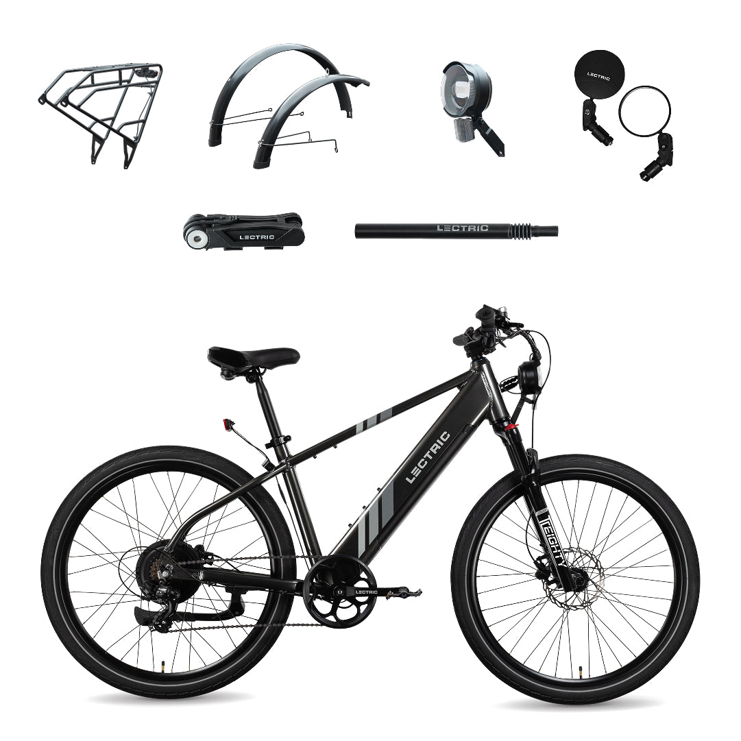 XPress 750 High-Step + FREE Rear Rack, Fenders, Elite Headlight Suspension Seat Post, Bike Lock, Mirrors ($439 Value)