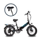 Black fat tire folding electric bike with a comfort package circled 