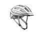 white helmet with black outlines on the edges the helmet is clipped and it is on a white background