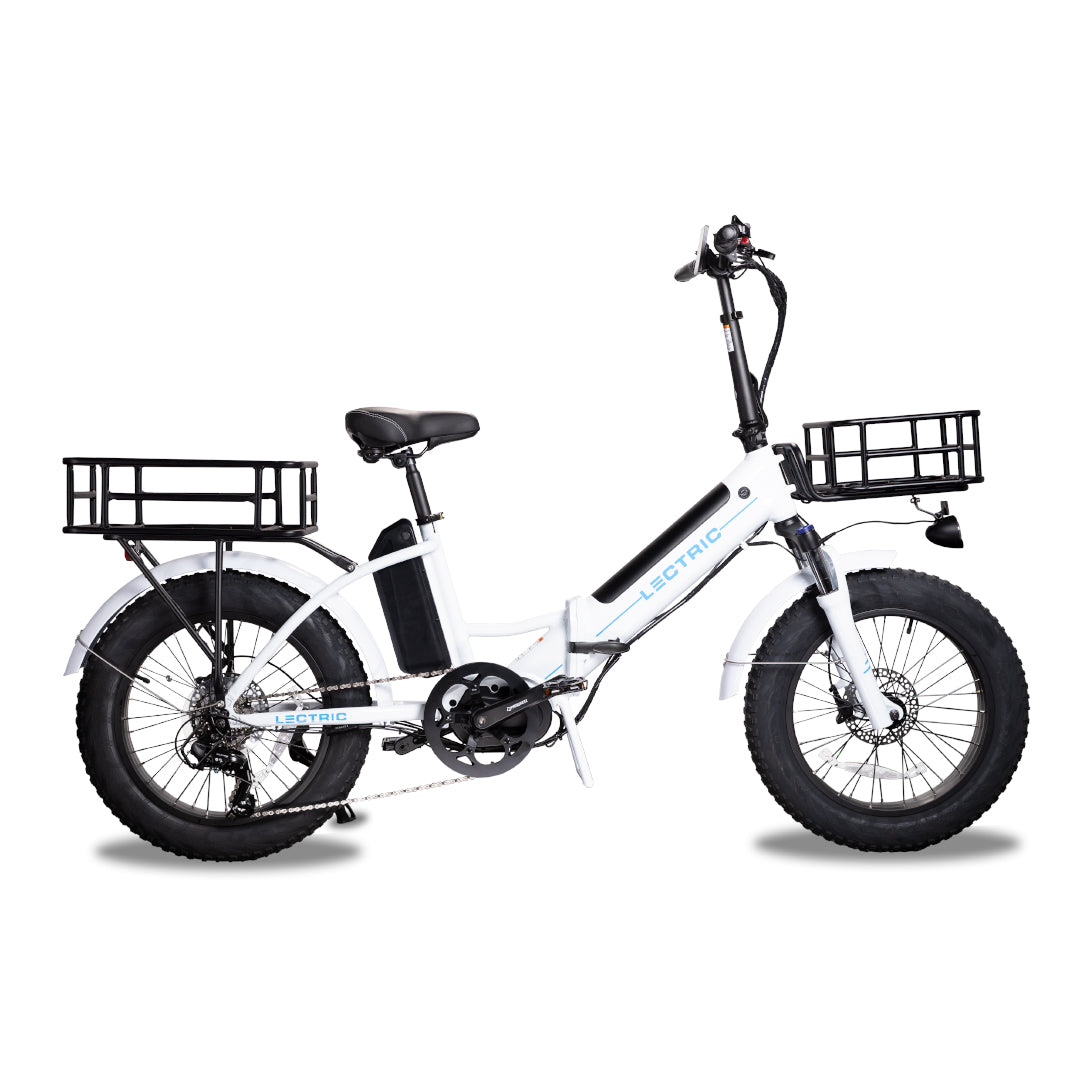 Side view of White XPremium with cargo package on white background 