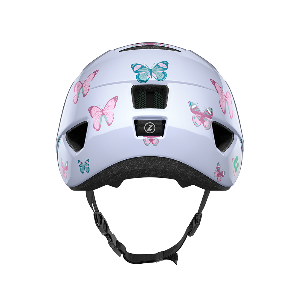 back of a butterfly kids helmet 