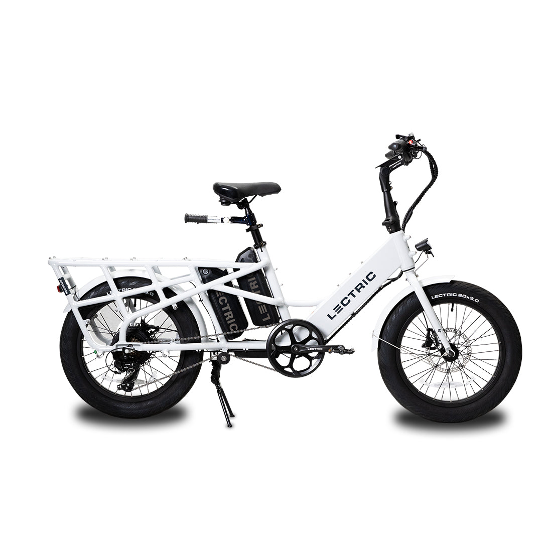 Lectric XPedition ebike with barrow bar mounted