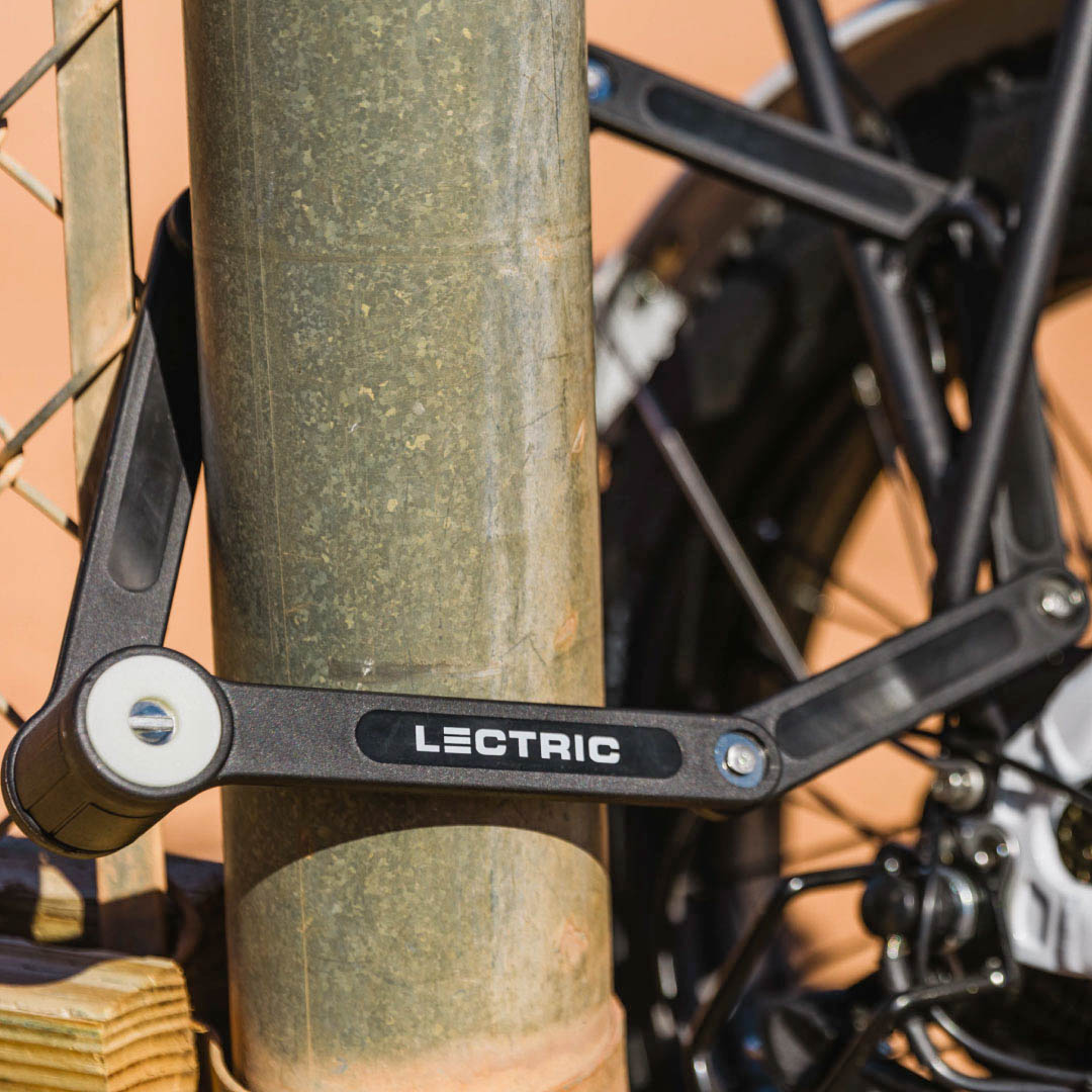 Lectric eBikes Bike Locked Up using Folding Bike Lock
