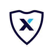 extend shield logo with x on white background