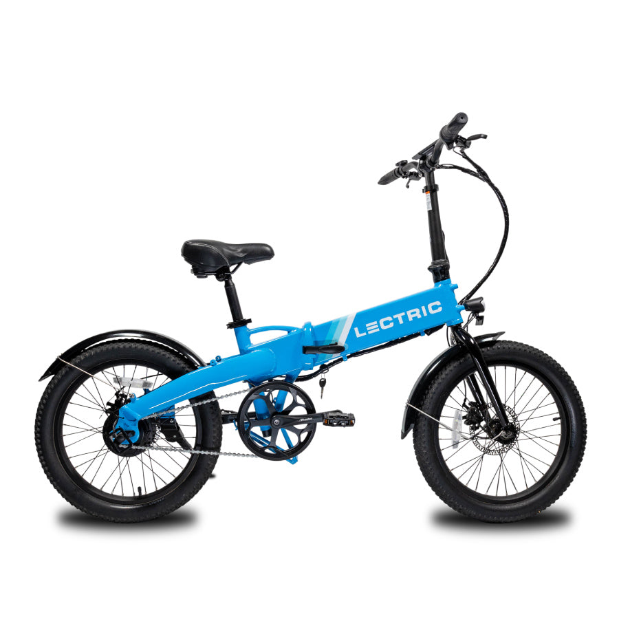 a side view of the fender kit installed onto a Lectric blue XP Lite eBike