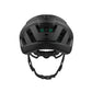 back view of a black lazer helmet on a white background 