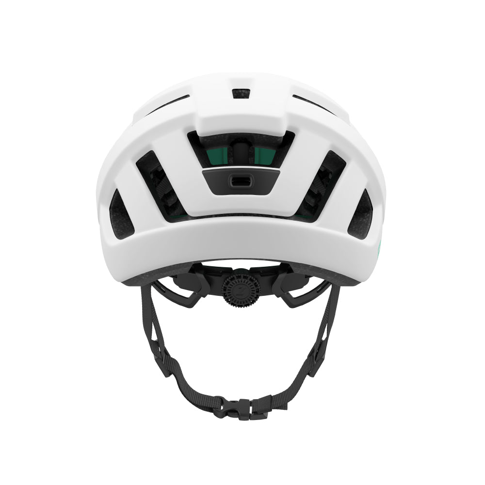 back of white lazer helmet