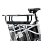 Orbitor and cushions attached to the back of dual-battery Lectric XPedition cargo bike