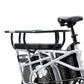 Orbitor and cushions on the back of white dual-battery XPedition cargo ebike